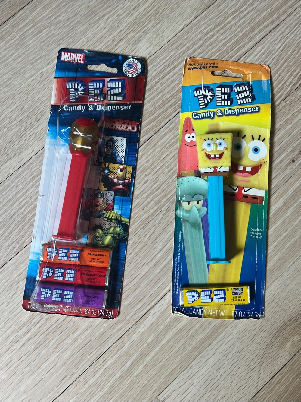 PEZ SpongeBob & Marvel Iron Man Kids Candy Dispensers! Vintage collector items!